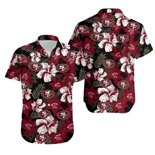 Discover San Francisco Football Hawaiian Shirt Hibiscus Flower Pattern Best Beach, Gift for Fan