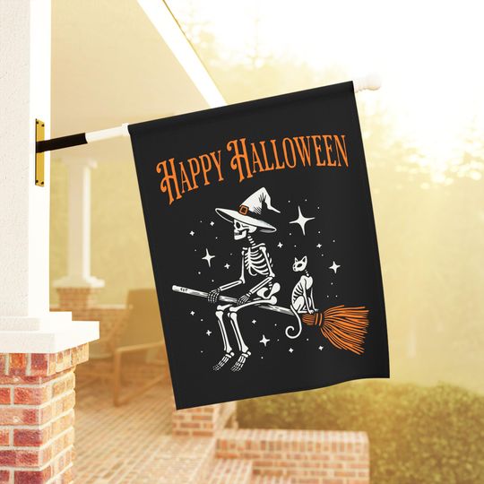 Discover Anti-Trump Halloween Garden Flag or Sign: Subtle FDT Skeleton + Cat