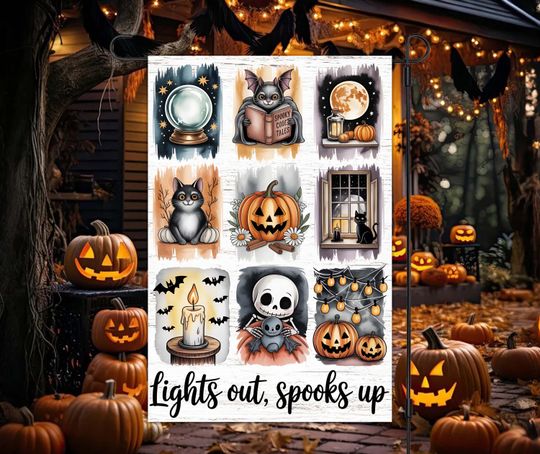 Discover Spooky Halloween 12x18 Garden Flag Sublimation Design,   Cute Halloween Garden Flag, Halloween Garden Flag