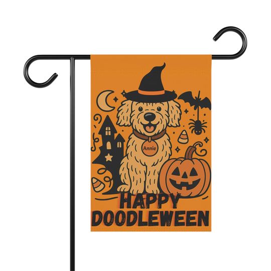 Discover Personalized Halloween Goldendoodle Garden Flag , Fall Doodle Decor