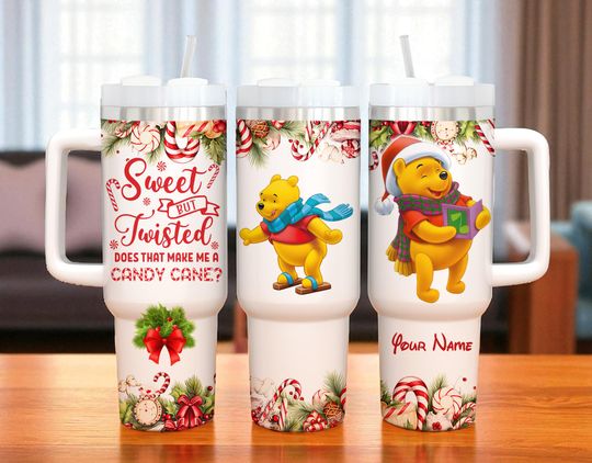 Personalized Winnie the Pooh Christmas Tumbler 40oz Cup