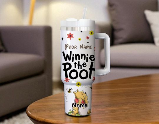 Discover Custom Winnie the Pooh 40oz Tumbler with Handle Bear Cub Pooh Christmas Gift Tumbler