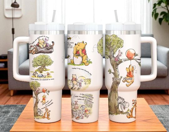 Discover Personalized Winnie the Pooh 40oz Tumbler Stainless Steel Insulated Cup Custom Pooh Gift