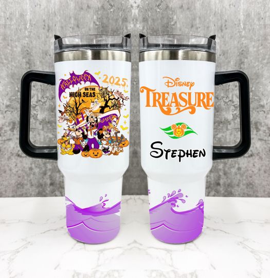 Discover Halloween on the High Seas Tumbler, Custom Disney Cruise Tumbler with Any Ship Name, Personalized Disney Halloween Cruise Mug, DCL High Seas