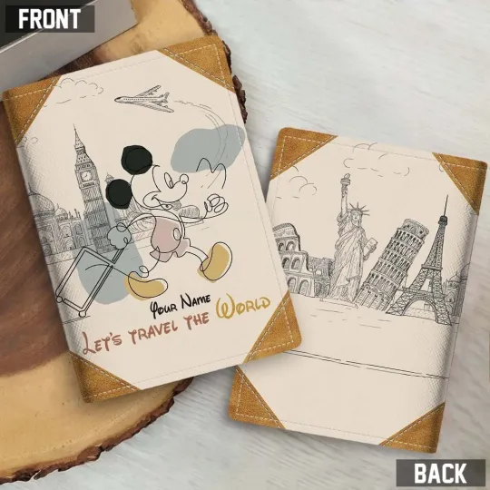 Discover Personalized Mickey Mouse Leather Passport Wallet, Mickey Travel Passport Holder