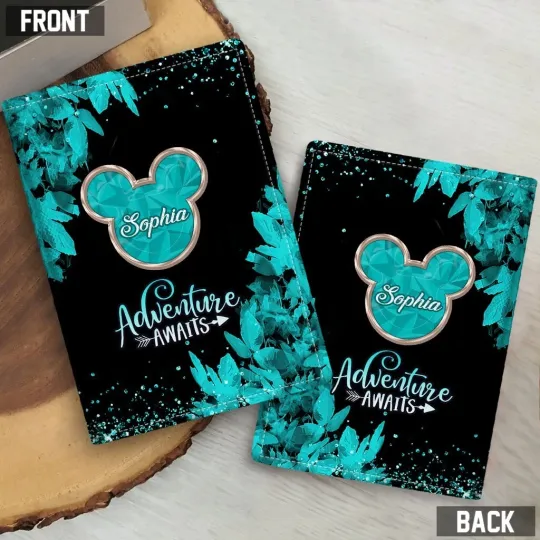 Discover Personalized Mickey Mouse Leather Passport Wallet, Mickey Travel Passport Holder