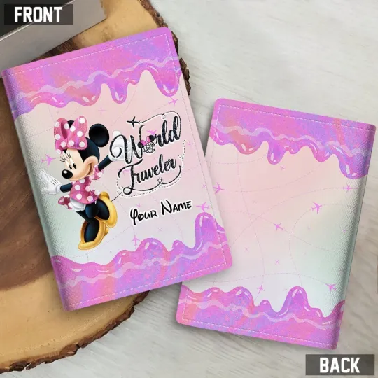 Discover Personalized Minnie Mouse Leather Passport Wallet, Minnie Travel Passport Holder