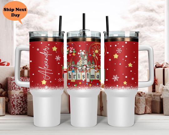 Discover Custom Disney Christmas Castle Tumbler, Disney Trip Tumbler, Christmas 40 oz Tumbler, Mickey and friends Cup, Christmas Disney Gift Tumbler