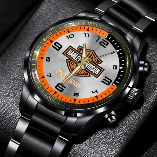 Discover Personalized Harley Motor Racing Davidson Black Stainless Steel Watch For Men