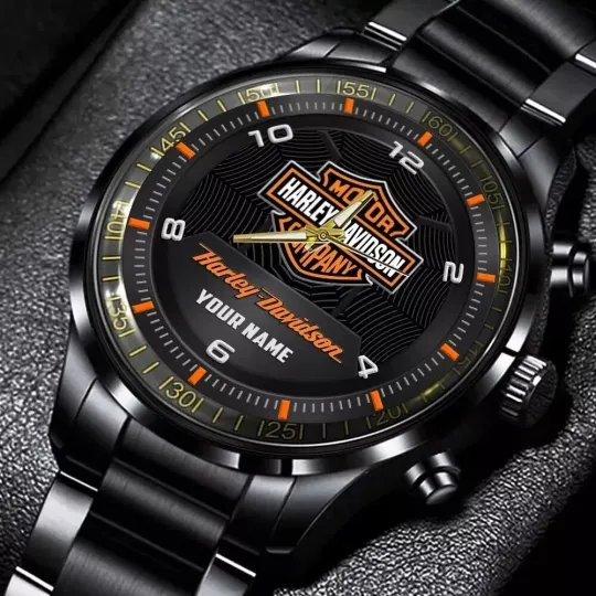 Discover Personalized Harley Motor Racing Davidson Black Stainless Steel Watch For Men