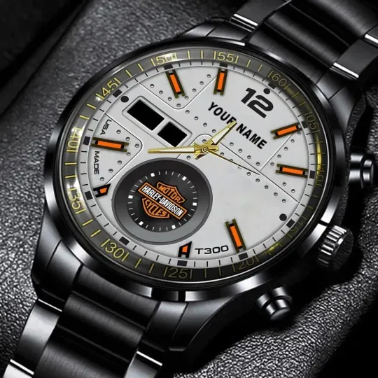 Discover Personalized Harley Motor Racing Davidson Black Stainless Steel Watch For Men