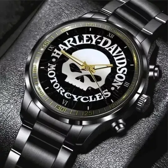 Discover Personalized Harley Motor Racing Davidson Black Stainless Steel Watch For Men