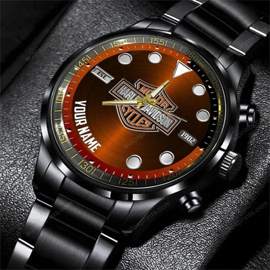 Discover Personalized Harley Motor Racing Davidson Black Stainless Steel Watch For Men