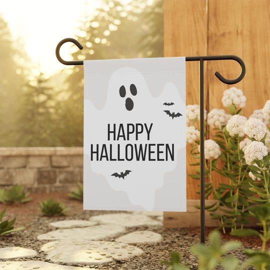 Discover Halloween Ghost Garden Flag, Outdoor Halloween Home Decor,  Ghost with Bats Happy Halloween Outdoor Decor