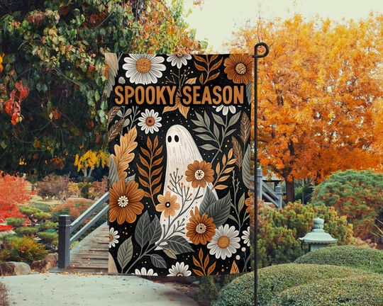 Discover Spooky Season Halloween Ghost  , Fall Garden Flag, Fall  , Fall Sublimation Designs,  Retro Halloween, Spooky Season