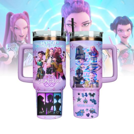 Kpop Demon Huntrix Tumbler 40Oz, Rumi Mira Zoey Huntrix Tumbler Cup, Huntrix Girls Tumbler For Kids, Gift For Huntrix Fan