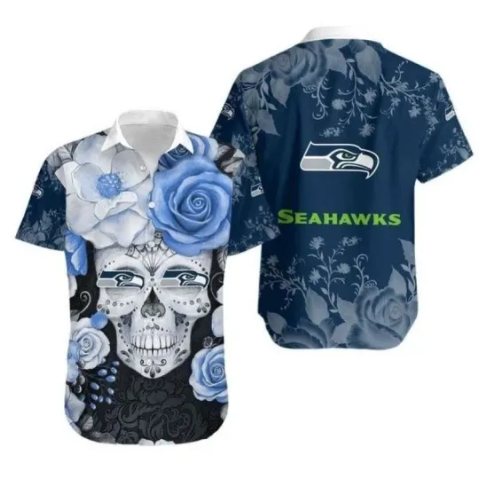 Discover Seattle Seahaawkks Hawaiian Shirt Skull Gift For Fan