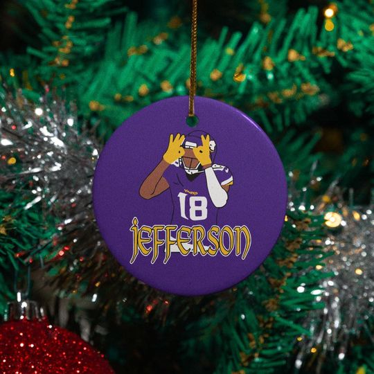 Discover Justin Jefferson Football Ornament - Unique Christmas Tree Decoration, Ceramic Keepsake for Football Fans