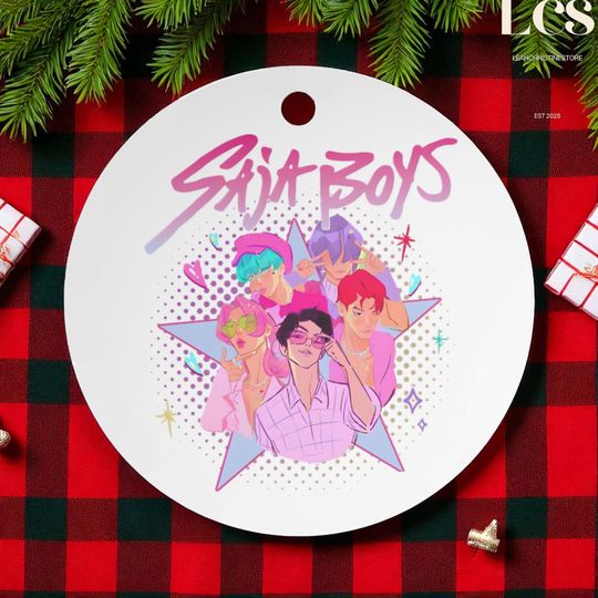 KPOP Saja Boys Ornament Demon Hunters Holiday Decoration Ceramic Collectible Christmas Tree Ornament