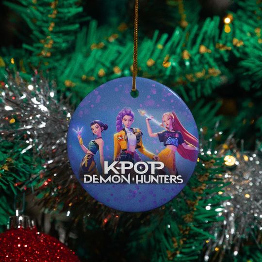 Discover Kpop Anime Hunters Ceramic Ornament, Custom Cartoon Gift, Demon Fans Christmas Tree Decor