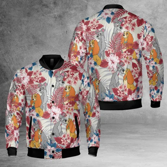 Lady & The Tramp Dogs Tropical Leaves and Flowers Summer Jacket