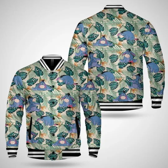 Sad Eeyore Donkey Winnie the Pooh Tropical Leaves Summer Jacket