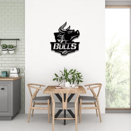 Bulls Porto Alegre American Football Wall Art  Team Logo Metal Sign | Sports Fan Decor, Game Room Gift