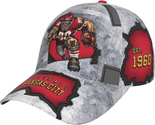 Kansas City Football Team Chiefs Baseball Cap, Hat Game Day for Men Women Fans Gift