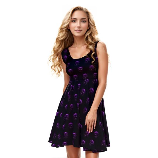 Gothic Skater Dress with Asymmetrical Hem