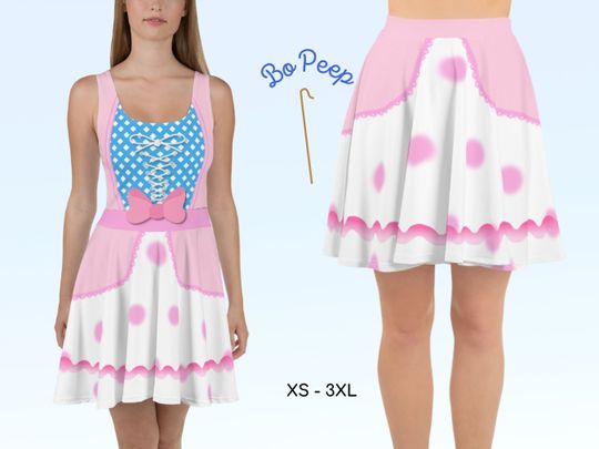 Discover Bo Peep Inspired Skater Dress and Skirt Pink Polka Dot Halloween