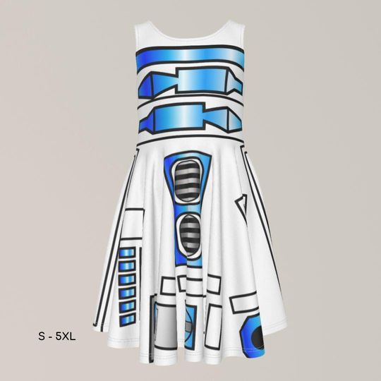 Star Wars R2D2 Droid Kid's Skater Dress Halloween Costume Cosplay Outfit