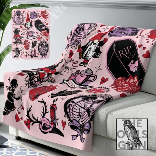 Discover Gothic Valentine Fleece Blanket Witchy Blanket Cozy Fall Blanket Halloween Throw Blanket Comfy Blanket Gothic Home Decor Fleece Throw