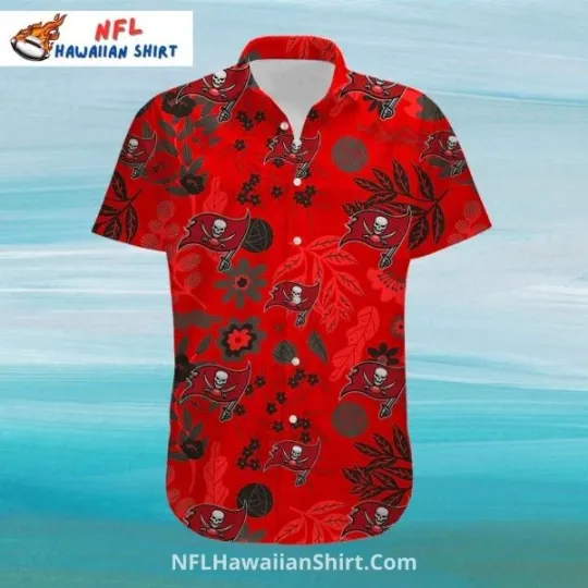 Tampa Bay Football Red And Black Tropical Hawaiian Shirt, Gift for Fan
