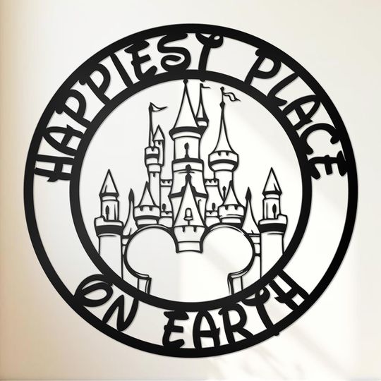 Happiest Place on Earth Sign, Disney Mickey Castle Wall Decor, Magical Home Entryway Sign , Fairytale Nursery Art, Kid Enchanted Castle Gift