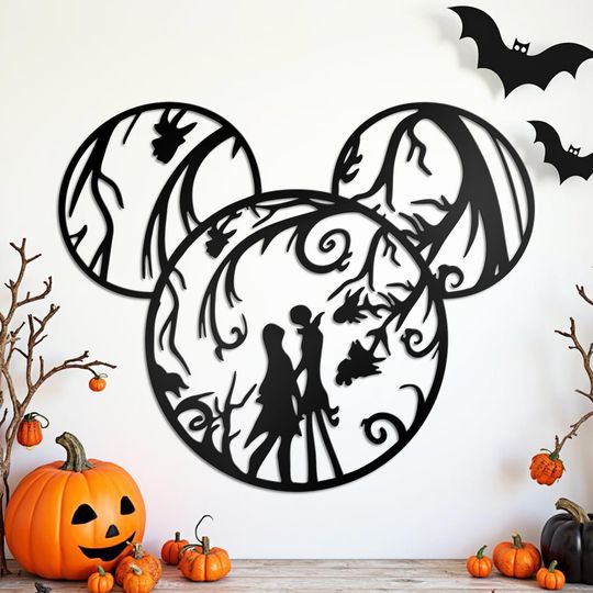 Jack and Sally Metal Sign: Gothic Halloween Home Decor