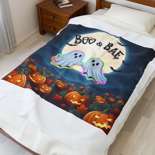 Discover LGBTQ+ Halloween Fleece Blanket: Spooky Ghosts, Rainbow Auras