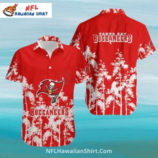 Tampa Bay Football White Tree Pattern Hawaiian Shirt, Gift for Fan