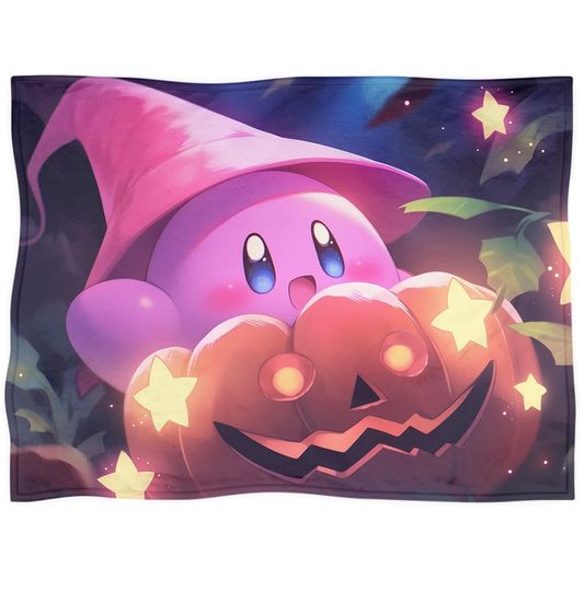 Discover Kirby's Halloween Adventure blanket, fleece throw, home decor