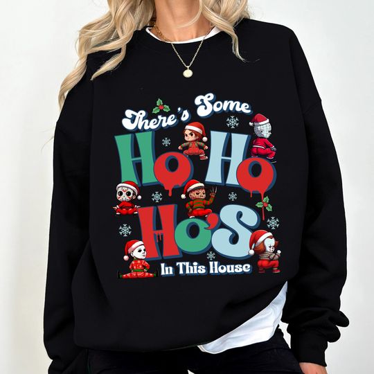 Killer Christmas Shirt, Funny Horror Holiday T-Shirt, Michael Myers Jason Pennywise Freddy Pinhead Sweater Tee, Scary Slasher Xmas Top