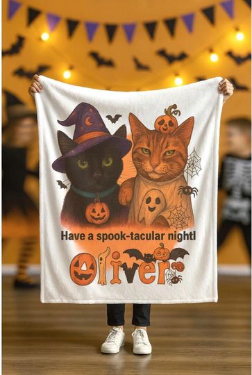 Discover Custom Halloween Pet Blanket: Spooky Season Flannel Throw