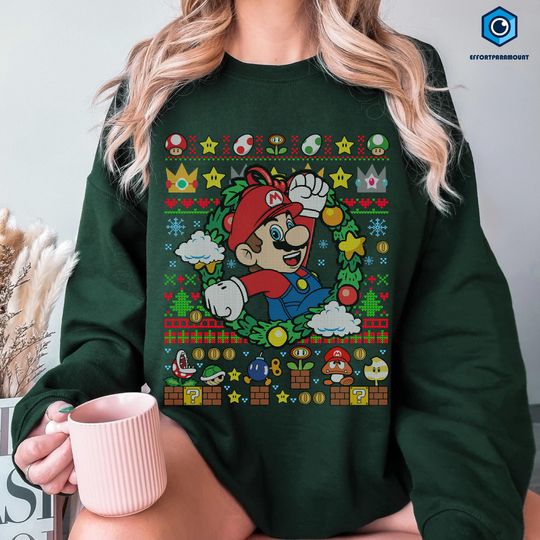 Super Mario Christmas Shirt, Super Mario Bros Shirt, Mario Christmas Sweatshirt, Christmas Movie Shirt, Christmas Xmas Gifts,Super Mario Tee