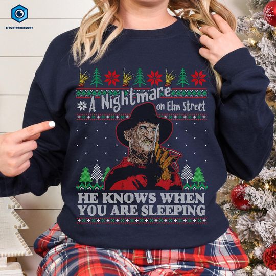 A Nightmare on Elm Street Christmas Sweatshirt T Shirt Freddy Krueger Christmas Shirt, Horror Movie Shirt, Christmas Horror Shirt