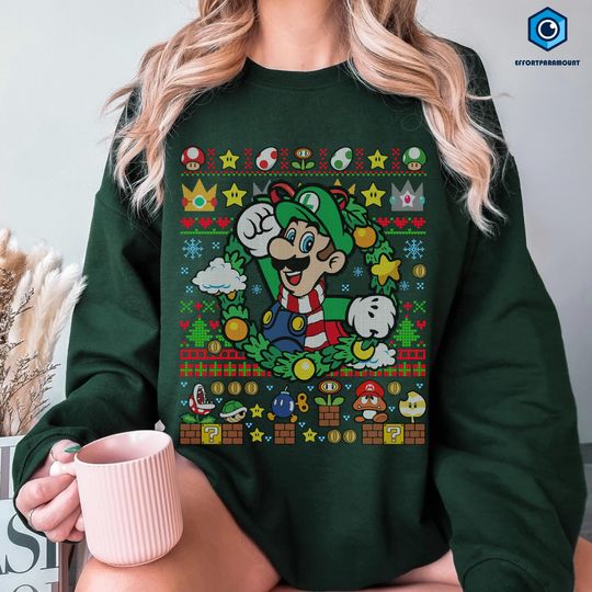 Luigi Super Mario Christmas Shirt, Luigi Christmas Shirt, Super Mario Shirt, Mario Bros Shirt, Luigi Sweatshirt, Christmas Xmas Gifts