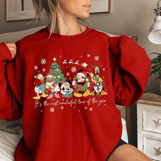 Discover Vintage It's The Most Wonderful Time of The Year Disney Christmas Sweatshirt, Cartoon Mickey  Friends Christmas Party 2025, Mickey & Friends