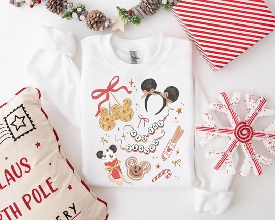 Disney Coquette Bow Tis The Season Sweatshirt, Mickey Gingerbread Christmas Hoodie, Disney Family Christmas Trip, Mickey's Very Merry Xmas