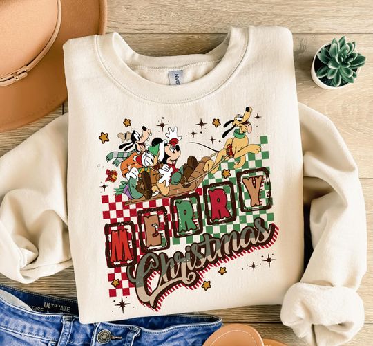 Discover Retro Mickey Very Merry Christmas Sweatshirt, Mickey And Friends Christmas Slight Sweatshirt, Disney Christmas Party Sweater,Disney Trip2025