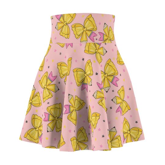 Discover Teacher Pencil & Bow Skater Skirt, School Teacher Gift, Cute Pencil Skirt for Women
