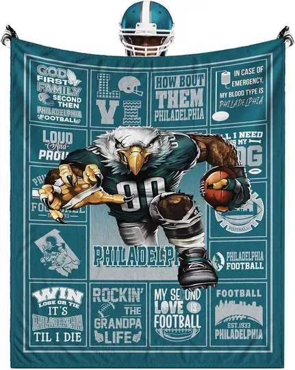 Discover Philadelphia Football Team Eagles Fleece Blanket, Bed Bedroom Blanket Decor, Gifts for Men Women Fans Lovers