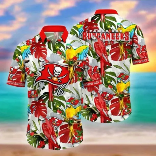 Discover Tampa Bay Football Palm Tree And Parrot Hawaiian Shirt Summer Aloha, Gift for Fan