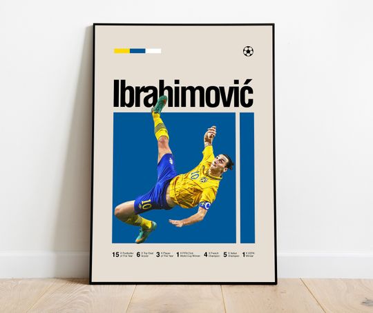 Discover Zlatan Ibrahimovic Poster - Minimalist Mid century Modern Football Art Print for Fans! DIGITAL DOWNLOAD